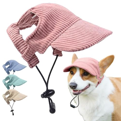 Hunde-Baseballkappe,Sommer-Strand-Visiermütze für Hunde und Katzen mit Ohrlöchern,rutschfeste Silikonseil-Baseballkappe,verstellbare Sonnenhaube für Welpen,Kopfbedeckung,Strand-Visiermütze (Pinks,S) von YGSIKY