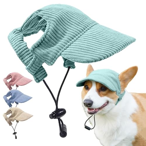Hunde-Baseballkappe,Sommer-Strand-Visiermütze für Hunde und Katzen mit Ohrlöchern,rutschfeste Silikonseil-Baseballkappe,verstellbare Sonnenhaube für Welpen,Kopfbedeckung,Strand-Visiermütze (Green,XL) von YGSIKY