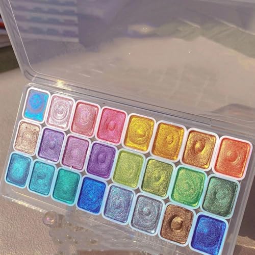 YGSIKY Veränderliches Aquarellfarben-Set, Glitzer-Aquarellfarben-Vollfarbkasten, Veränderliches Aquarellmal-Set, Farb-Aquarellmal-Set, Metallic-Aquarellfarben-Set für Erwachsene und Anfänger (D) von YGSIKY