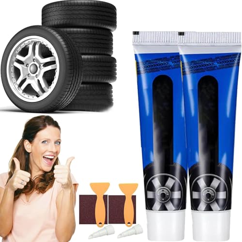 YGSIKY 60 ml wetterbeständiger, wasserdichter, flexibler Reifenreparaturkleber, multifunktionaler Autoreifenreparaturkleber, wasserdichtes, starkes Reifenreparaturdichtmittel (Black,2PC) von YGSIKY