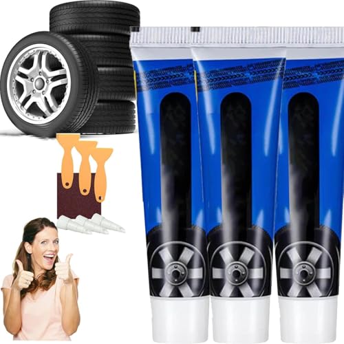 YGSIKY 60 ml wetterbeständiger, wasserdichter, flexibler Reifenreparaturkleber, multifunktionaler Autoreifenreparaturkleber, wasserdichtes, starkes Reifenreparaturdichtmittel (Black,3PC) von YGSIKY