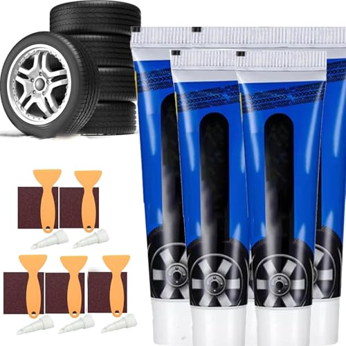 YGSIKY 60 ml wetterbeständiger, wasserdichter, flexibler Reifenreparaturkleber, multifunktionaler Autoreifenreparaturkleber, wasserdichtes, starkes Reifenreparaturdichtmittel (Black,5PC) von YGSIKY