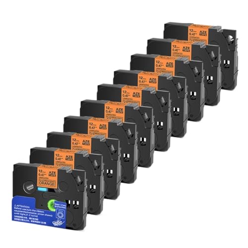 5 10pcs Tze 6 9 12 18 24 mm laminierte Kassetten -Kassetten -Klebeband, kompatibel mit H110 -Etikettenhersteller und ähnlichen Modellen, einschließlich Tze231 Tze241 TZ131 Tze251(BK on Flu-O-10PK) von YGUWZ