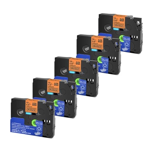 5 10pcs Tze 6 9 12 18 24 mm laminierte Kassetten -Kassetten -Klebeband, kompatibel mit H110 -Etikettenhersteller und ähnlichen Modellen, einschließlich Tze231 Tze241 TZ131 Tze251(BK on Flu-O-5PK) von YGUWZ