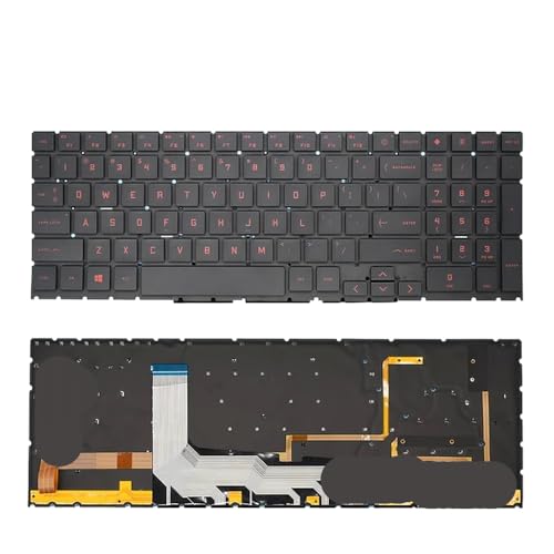 YGUWZ SP US Russisch Spanisch Tastatur kompatibel mit 15-EK 15-EK0028AX 15-EK0013DX 15-EK1000NA Modelle V193446GS1(US Red Word Light) von YGUWZ