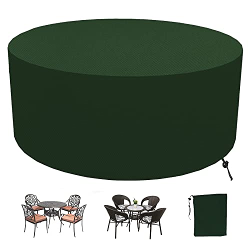 Abdeckung für Gartenmöbel Rund, Wasserdicht Schutzhülle Gartenmöbel, 420D Anti-UV Staubdicht Abdeckplane Gartenmöbel für Outdoor Tisch und Stühle- Green|| (D×H) 180x145cm von YGWQ