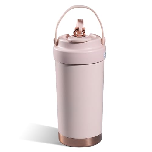 Edelstahlflasche Mit Großer Kapazität Keramikbeschichteter Isolierung Kaffeetasse Getränkebehälter Mit Strohdeckel von YGXNHOG