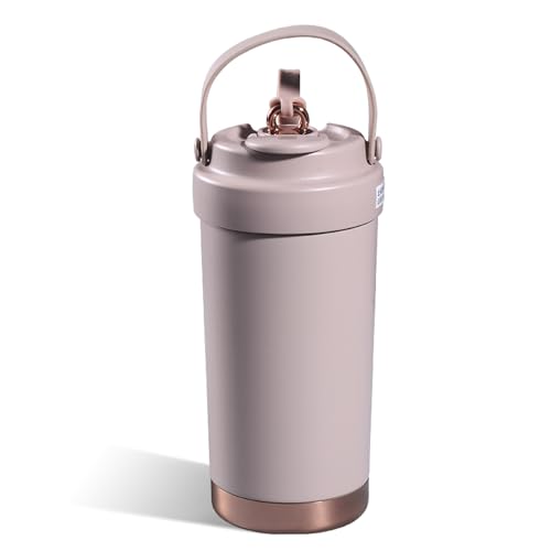 Edelstahlflasche Mit Großer Kapazität Keramikbeschichteter Isolierung Kaffeetasse Getränkebehälter Mit Strohdeckel von YGXNHOG