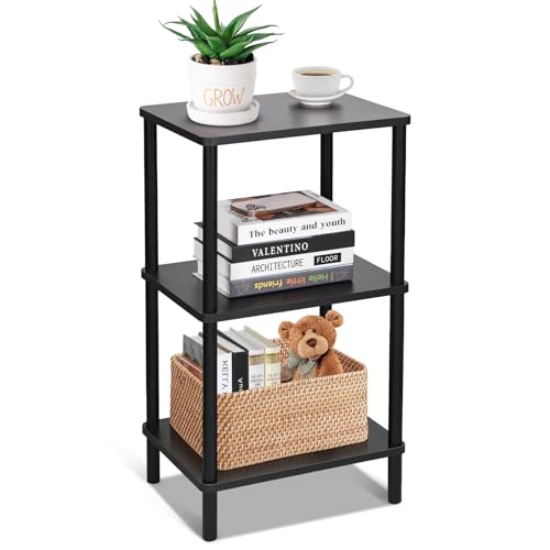 YGYQZ Regal, Bücherregal Stufiges Hohes Schmal Regal Standregal, Organizer für Bücher, Freistehende Ecke Buch Lagerung Regale für Schlafzimmer, Wohnzimmer (Schwarz, 30T x 40B x 73.6H cm) von YGYQZ