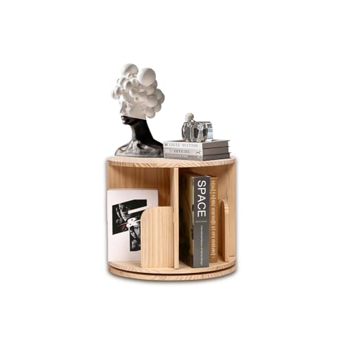 YGYQZ Rotary Bookshelf Home Wooden Bookcase Tall Book Shelf Modern 360° Rotating Storage Display Rack Floor Standing Shelves with Baffle for Bedroom Living Room Study Office (1-Tier Wood) von YGYQZ