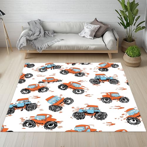 Graffiti Traktor Chantier de Construction Teppiche Wohnzimmer 200x300 cm Karikatur Baufahrzeuge Teppich Groß Waschbar Rutschfest Weich Teppich Kurzflor Schmutzfangmatte Schlafzimmer Kinderzimmer von YGcegcia