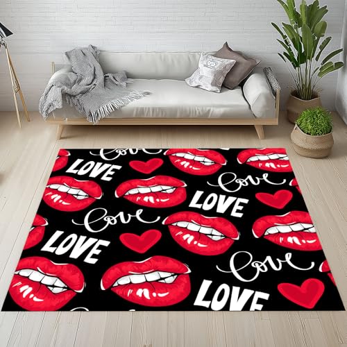Rot Lippen Lippenstift Kosmetik Herzen Teppiche Wohnzimmer 200x300 cm Modern Romantisch Mode Teppich Groß Waschbar Rutschfest Weich Teppich Kurzflor Schmutzfangmatte Schlafzimmer Kinderzimmer Rot Lippen Lippenstift Kosmetik Herzen Teppiche Wohnzimmer 200x300 cm Modern Romantisch Mode Teppich Groß Waschbar Rutschfest Weich Teppich Kurzflor Schmutzfangmatte Schlafzimmer Kinderzimmer von YGcegcia