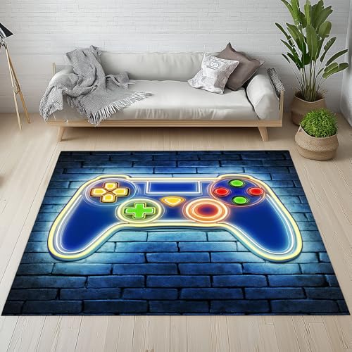 Waschbare Teppiche Gamepad Neon Game Controller Ziegelmauer Teppich Rutschfest Jungen Gaming Spielzimmer Teppiche Klein 80x150 cm Kurzflor Schlafzimmer Bettvorleger Schmutzfangmatte Kinderzimmer Waschbare Teppiche Gamepad Neon Game Controller Ziegelmauer Teppich Rutschfest Jungen Gaming Spielzimmer Teppiche Klein 80x150 cm Kurzflor Schlafzimmer Bettvorleger Schmutzfangmatte Kinderzimmer von YGcegcia