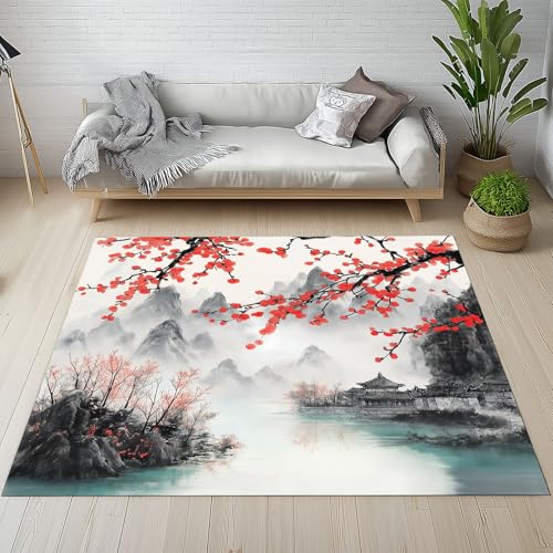 Waschbare Teppiche Natur Landschaft Pflaumenblüte Floral Teppich Rutschfest Orientalisch Pflanze Blumen Teppiche Klein 80x150 cm Kurzflor Schlafzimmer Bettvorleger Schmutzfangmatte Kinderzimmer Waschbare Teppiche Natur Landschaft Pflaumenblüte Floral Teppich Rutschfest Orientalisch Pflanze Blumen Teppiche Klein 80x150 cm Kurzflor Schlafzimmer Bettvorleger Schmutzfangmatte Kinderzimmer von YGcegcia