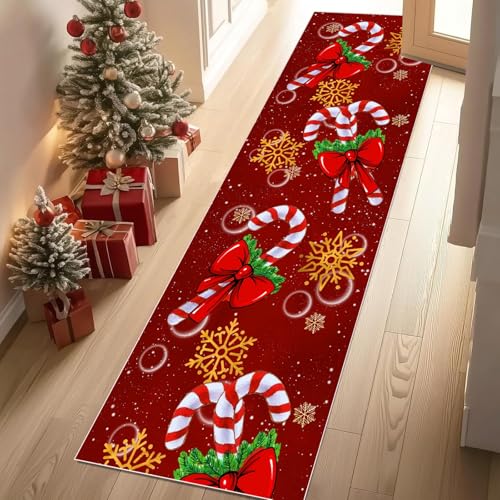 Waschbare Teppiche Weihnachten Zuckerstange Cartoon Schneeflocke Teppichläufer Rutschfest Niedlich Schleife Teppiche Klein 60x150 cm Kurzflor Schlafzimmer Bettvorleger Schmutzfangmatte Kinderzimmer Waschbare Teppiche Weihnachten Zuckerstange Cartoon Schneeflocke Teppichläufer Rutschfest Niedlich Schleife Teppiche Klein 60x150 cm Kurzflor Schlafzimmer Bettvorleger Schmutzfangmatte Kinderzimmer von YGcegcia