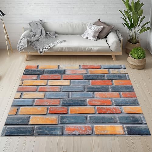 YGcegcia 3D Ziegel Bunt Ziegelmauer Fußmatte Outdoor Vintage Nostalgie Waschbare Teppich Bettvorleger Teppiche Klein Kurzflor Eingangsmatte Innen rutschfest Weich 80x120 cm YGcegcia 3D Ziegel Bunt Ziegelmauer Fußmatte Outdoor Vintage Nostalgie Waschbare Teppich Bettvorleger Teppiche Klein Kurzflor Eingangsmatte Innen rutschfest Weich 80x120 cm von YGcegcia