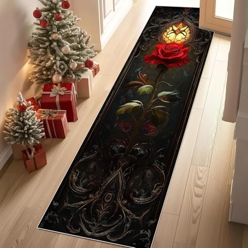 YGcegcia Barock Rose Mystischer Ornament Teppich Gegend 80x300 cm Gothic Dekor Läufer Teppich rutschfest Waschbare Teppiche Kurzflor Bettvorleger Wohnzimmer Schlafzimmer YGcegcia Barock Rose Mystischer Ornament Teppich Gegend 80x300 cm Gothic Dekor Läufer Teppich rutschfest Waschbare Teppiche Kurzflor Bettvorleger Wohnzimmer Schlafzimmer von YGcegcia