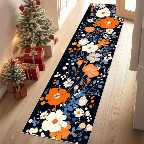YGcegcia Bauernhaus Blumenmuster Pflanze Blatter Teppich Gegend 80x300 cm Botanisch Floral Laub Läufer Teppich rutschfest Waschbare Teppiche Kurzflor Bettvorleger Wohnzimmer Schlafzimmer YGcegcia Bauernhaus Blumenmuster Pflanze Blatter Teppich Gegend 80x300 cm Botanisch Floral Laub Läufer Teppich rutschfest Waschbare Teppiche Kurzflor Bettvorleger Wohnzimmer Schlafzimmer von YGcegcia
