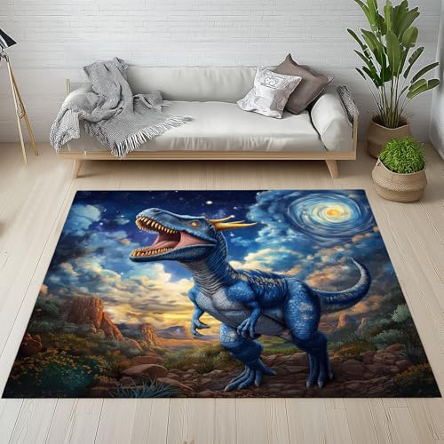 YGcegcia Dino Jurassic Antike Tiermuster Teppich Kurzflor Dinosaurier Sternenhimmel Landschaft Teppiche rutschfest Waschbare 140x200 cm Teppich Weich Schmutzfangmatte für Schlafzimmer Wohnzimmer YGcegcia Dino Jurassic Antike Tiermuster Teppich Kurzflor Dinosaurier Sternenhimmel Landschaft Teppiche rutschfest Waschbare 140x200 cm Teppich Weich Schmutzfangmatte für Schlafzimmer Wohnzimmer von YGcegcia