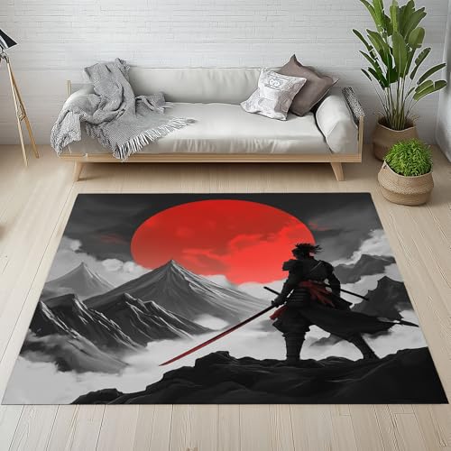 YGcegcia Japanische Samurai Krieger Teppich Schlafzimmer Natur Landschaft Schwarzweiße Teppiche Kurzflor Waschbar rutschfest 160x200 cm Teppich Schmutzfangmatte für Wohnzimmer, Kinderzimmer YGcegcia Japanische Samurai Krieger Teppich Schlafzimmer Natur Landschaft Schwarzweiße Teppiche Kurzflor Waschbar rutschfest 160x200 cm Teppich Schmutzfangmatte für Wohnzimmer, Kinderzimmer von YGcegcia