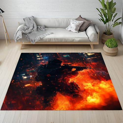YGcegcia Krieger Krieg Waffen Rifle Flammen Fußmatte Outdoor Jungen Teenager Dekor Modern Waschbare Teppich Bettvorleger Teppiche Klein Kurzflor Eingangsmatte Innen rutschfest Weich 80x120 cm YGcegcia Krieger Krieg Waffen Rifle Flammen Fußmatte Outdoor Jungen Teenager Dekor Modern Waschbare Teppich Bettvorleger Teppiche Klein Kurzflor Eingangsmatte Innen rutschfest Weich 80x120 cm von YGcegcia