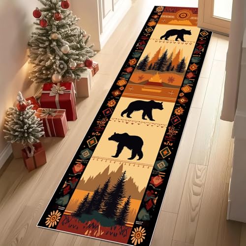 YGcegcia Läufer Teppich Tribal Bär Geometrie Waldtiere Teppich Flur Traditionell Wild Küchenläufer 60x240 cm rutschfest Waschbare Teppiche Kurzflor Wohnzimmer Schlafzimmer Kinderzimmer YGcegcia Läufer Teppich Tribal Bär Geometrie Waldtiere Teppich Flur Traditionell Wild Küchenläufer 60x240 cm rutschfest Waschbare Teppiche Kurzflor Wohnzimmer Schlafzimmer Kinderzimmer von YGcegcia