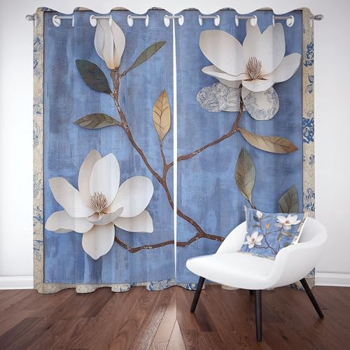 YGcegcia Magnolie Blumen Vorhang mit Ösen, Blumenmuster Floral Verdunklungsvorhänge, Pflanze Blatter Natur Blickdicht Gardinen, Thermovorhang 2er Set für Schlafzimmer Wohnzimmer, H160 x B70 cm YGcegcia Magnolie Blumen Vorhang mit Ösen, Blumenmuster Floral Verdunklungsvorhänge, Pflanze Blatter Natur Blickdicht Gardinen, Thermovorhang 2er Set für Schlafzimmer Wohnzimmer, H160 x B70 cm von YGcegcia