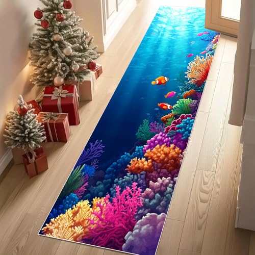 YGcegcia Meereswelt Korallen Unterwasserwelt Fisch Teppich Gegend 80x300 cm Meerestiere Algen Läufer Teppich rutschfest Waschbare Teppiche Kurzflor Bettvorleger Wohnzimmer Schlafzimmer YGcegcia Meereswelt Korallen Unterwasserwelt Fisch Teppich Gegend 80x300 cm Meerestiere Algen Läufer Teppich rutschfest Waschbare Teppiche Kurzflor Bettvorleger Wohnzimmer Schlafzimmer von YGcegcia