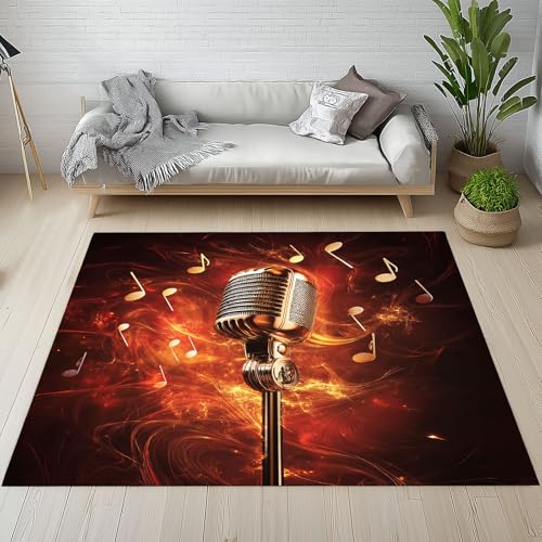 YGcegcia Mikrofon Musiknoten Luxuriöse Teppich Kurzflor Flamme Rock Musikliebhaber Fantasy Teppiche rutschfest Waschbare 140x200 cm Teppich Weich Schmutzfangmatte für Schlafzimmer Wohnzimmer YGcegcia Mikrofon Musiknoten Luxuriöse Teppich Kurzflor Flamme Rock Musikliebhaber Fantasy Teppiche rutschfest Waschbare 140x200 cm Teppich Weich Schmutzfangmatte für Schlafzimmer Wohnzimmer von YGcegcia