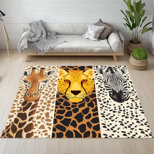 YGcegcia Outdoor Teppich Giraffen Leoparden Zebramuster Teppich rutschfest Savanne Safari Wildtier Spleißen Waschbare Teppiche 120x170 cm Kurzflor Schmutzfangmatte Schlafzimmer, Kinderzimmer YGcegcia Outdoor Teppich Giraffen Leoparden Zebramuster Teppich rutschfest Savanne Safari Wildtier Spleißen Waschbare Teppiche 120x170 cm Kurzflor Schmutzfangmatte Schlafzimmer, Kinderzimmer von YGcegcia
