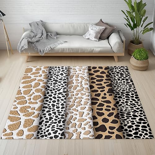 YGcegcia Outdoor Teppich Leopardenmuster Spleißen Teppich rutschfest Modern Abstrakt Tier Gedruckt Waschbare Teppiche 120x170 cm Kurzflor Schmutzfangmatte Schlafzimmer, Kinderzimmer YGcegcia Outdoor Teppich Leopardenmuster Spleißen Teppich rutschfest Modern Abstrakt Tier Gedruckt Waschbare Teppiche 120x170 cm Kurzflor Schmutzfangmatte Schlafzimmer, Kinderzimmer von YGcegcia