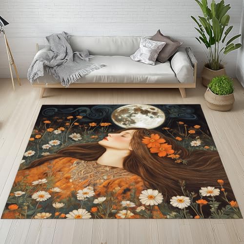 YGcegcia Outdoor Teppich Mädchen Gänseblümchen Kamille Floral Vollmond Teppich rutschfest Bauernhaus Blumen Waschbare Teppiche 120x170 cm Kurzflor Schmutzfangmatte Schlafzimmer, Kinderzimmer YGcegcia Outdoor Teppich Mädchen Gänseblümchen Kamille Floral Vollmond Teppich rutschfest Bauernhaus Blumen Waschbare Teppiche 120x170 cm Kurzflor Schmutzfangmatte Schlafzimmer, Kinderzimmer von YGcegcia