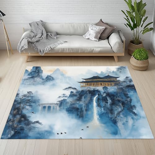 YGcegcia Outdoor Teppich Natur Landschaft Wasserfall Wald Teppich rutschfest Aquarell Tuschemalerei Orientalisch Waschbare Teppiche 120x170 cm Kurzflor Schmutzfangmatte Schlafzimmer, Kinderzimmer YGcegcia Outdoor Teppich Natur Landschaft Wasserfall Wald Teppich rutschfest Aquarell Tuschemalerei Orientalisch Waschbare Teppiche 120x170 cm Kurzflor Schmutzfangmatte Schlafzimmer, Kinderzimmer von YGcegcia