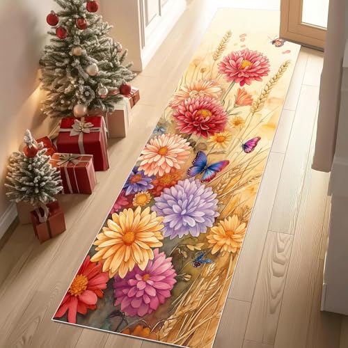 YGcegcia Pop Art Blume Bunt Schmetterling Teppich Gegend 80x300 cm Abstrakt Chrysantheme Läufer Teppich rutschfest Waschbare Teppiche Kurzflor Bettvorleger Wohnzimmer Schlafzimmer YGcegcia Pop Art Blume Bunt Schmetterling Teppich Gegend 80x300 cm Abstrakt Chrysantheme Läufer Teppich rutschfest Waschbare Teppiche Kurzflor Bettvorleger Wohnzimmer Schlafzimmer von YGcegcia