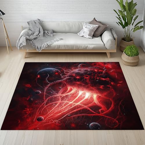 YGcegcia Qualle Meerestiere Fantasy Tiermuster Teppich Schlafzimmer Geheimnis Sternenhimmel Teppiche Kurzflor Waschbar rutschfest 160x200 cm Teppich Schmutzfangmatte für Wohnzimmer, Kinderzimmer von YGcegcia