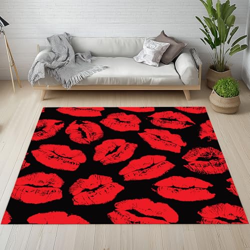 YGcegcia Rot Lippen Lippenstift Kosmetik Teppich Kurzflor Modern Romantisch Mode Teppiche rutschfest Waschbare 140x200 cm Teppich Weich Schmutzfangmatte für Schlafzimmer Wohnzimmer YGcegcia Rot Lippen Lippenstift Kosmetik Teppich Kurzflor Modern Romantisch Mode Teppiche rutschfest Waschbare 140x200 cm Teppich Weich Schmutzfangmatte für Schlafzimmer Wohnzimmer von YGcegcia