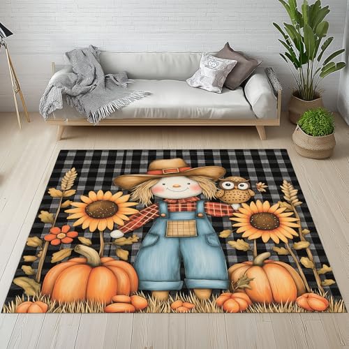 YGcegcia Sonnenblumen Kürbis Vogelscheuche Teppiche Wohnzimmer 200x300 cm Herbsternte Thanksgiving Teppich Groß Waschbar rutschfest Weich Teppich Kurzflor Schmutzfangmatte Schlafzimmer Kinderzimmer YGcegcia Sonnenblumen Kürbis Vogelscheuche Teppiche Wohnzimmer 200x300 cm Herbsternte Thanksgiving Teppich Groß Waschbar rutschfest Weich Teppich Kurzflor Schmutzfangmatte Schlafzimmer Kinderzimmer von YGcegcia