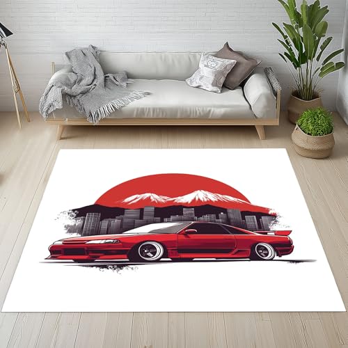 YGcegcia Sportwagen Berg Fuji Teppich Kinderzimmer Japanische Stil Natur Landschaft Teppiche rutschfest Schlafzimmer 120 x 160 cm Teppich Kurzflor Bettvorleger Schmutzfangmatte Wohnzimmer von YGcegcia