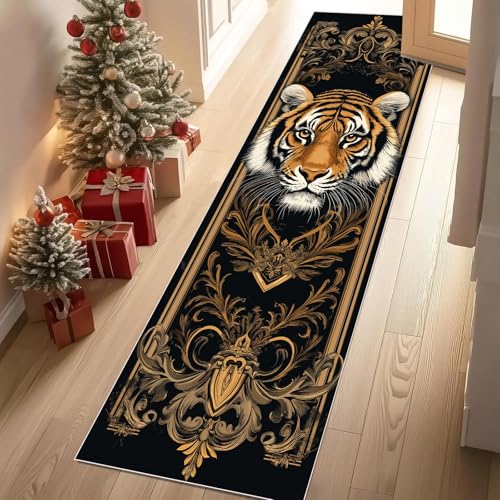 YGcegcia Teppich Flur 80x200 cm Tiermotiv Tiger Barock Dekoration Teppiche Kurzflor luxuriös Wildtiere Teppiche Läufer rutschfest Waschbare Teppich Weich Küchenläufer für Schlafzimmer Wohnzimmer YGcegcia Teppich Flur 80x200 cm Tiermotiv Tiger Barock Dekoration Teppiche Kurzflor luxuriös Wildtiere Teppiche Läufer rutschfest Waschbare Teppich Weich Küchenläufer für Schlafzimmer Wohnzimmer von YGcegcia