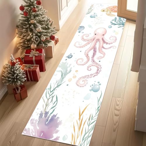 YGcegcia Teppich Läufer 60x180 cm Niedlich Oktopus Meeresschildkröten Teppiche rutschfest Aquarell Korallen Waschbare Teppiche Bettvorleger Teppich Kurzflor für Schlafzimmer Wohnzimmer Kinderzimmer YGcegcia Teppich Läufer 60x180 cm Niedlich Oktopus Meeresschildkröten Teppiche rutschfest Aquarell Korallen Waschbare Teppiche Bettvorleger Teppich Kurzflor für Schlafzimmer Wohnzimmer Kinderzimmer von YGcegcia