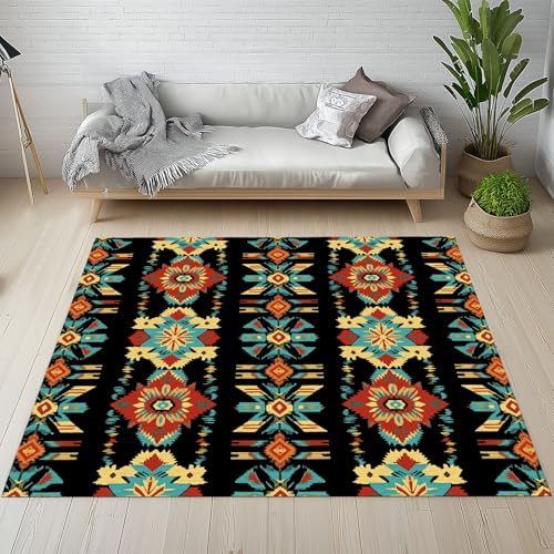 YGcegcia Teppiche rutschfest Aztekenmuster Southwest Teppich Kurzflor Geometrisch Ethno Tribal Waschbare Teppiche Bettvorleger 100x150 cm für Schlafzimmer Wohnzimmer, Kinderzimmer YGcegcia Teppiche rutschfest Aztekenmuster Southwest Teppich Kurzflor Geometrisch Ethno Tribal Waschbare Teppiche Bettvorleger 100x150 cm für Schlafzimmer Wohnzimmer, Kinderzimmer von YGcegcia