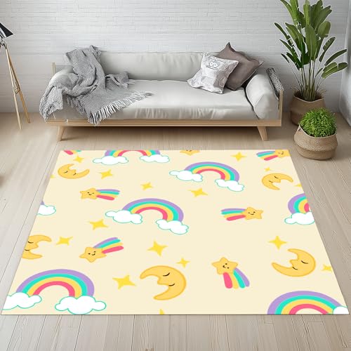 YGcegcia Teppiche rutschfest Regenbogen Sterne Mond Niedlich Teppich Kurzflor Karikatur Jungen Mädchen Dekor Waschbare Teppiche Bettvorleger 100x150 cm für Schlafzimmer Wohnzimmer, Kinderzimmer YGcegcia Teppiche rutschfest Regenbogen Sterne Mond Niedlich Teppich Kurzflor Karikatur Jungen Mädchen Dekor Waschbare Teppiche Bettvorleger 100x150 cm für Schlafzimmer Wohnzimmer, Kinderzimmer von YGcegcia