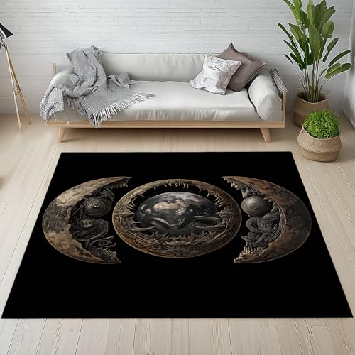 YGcegcia Universum Planet Erde Mond Teppich Wohnzimmer, Geheimnis Science Fiction Teppiche Weich Kurzflor 80 X 120cm rutschfest, Weltraum Teppich Waschbar Schlafzimmer, Kinderzimmer, Esszimmer von YGcegcia