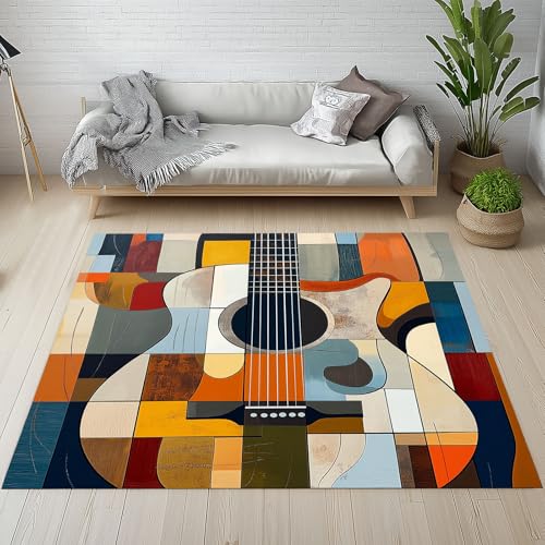 YGcegcia Vintage Gitarre Musikinstrumente Waschbare Teppiche Geometrisch Polygon Spleißen Teppiche Kurzflor rutschfest 120x180 cm Teppich Eingangsmatte Wohnzimmer Schmutzfangmatte Kinderzimmer YGcegcia Vintage Gitarre Musikinstrumente Waschbare Teppiche Geometrisch Polygon Spleißen Teppiche Kurzflor rutschfest 120x180 cm Teppich Eingangsmatte Wohnzimmer Schmutzfangmatte Kinderzimmer von YGcegcia