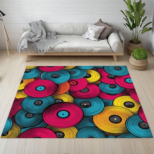 YGcegcia Vinyl Schallplatten Musikliebhaber Waschbare Teppiche Vintage Nostalgie Musikthema Teppiche Kurzflor rutschfest 120x180 cm Teppich Eingangsmatte Wohnzimmer Schmutzfangmatte Kinderzimmer YGcegcia Vinyl Schallplatten Musikliebhaber Waschbare Teppiche Vintage Nostalgie Musikthema Teppiche Kurzflor rutschfest 120x180 cm Teppich Eingangsmatte Wohnzimmer Schmutzfangmatte Kinderzimmer von YGcegcia