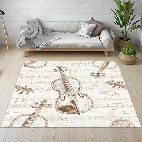 YGcegcia Violine Musikinstrumente Teppiche Wohnzimmer 200x300 cm Musiknoten Musik Thema Vintage Teppich Groß Waschbar rutschfest Weich Teppich Kurzflor Schmutzfangmatte Schlafzimmer Kinderzimmer YGcegcia Violine Musikinstrumente Teppiche Wohnzimmer 200x300 cm Musiknoten Musik Thema Vintage Teppich Groß Waschbar rutschfest Weich Teppich Kurzflor Schmutzfangmatte Schlafzimmer Kinderzimmer von YGcegcia