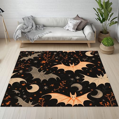 YGcegcia Waschbare Teppiche Fledermaus Mond Nachthimmel Teppich rutschfest Karikatur Handgezeichnet Blatter Teppiche Klein 80x150 cm Kurzflor Schlafzimmer Bettvorleger Schmutzfangmatte Kinderzimmer YGcegcia Waschbare Teppiche Fledermaus Mond Nachthimmel Teppich rutschfest Karikatur Handgezeichnet Blatter Teppiche Klein 80x150 cm Kurzflor Schlafzimmer Bettvorleger Schmutzfangmatte Kinderzimmer von YGcegcia