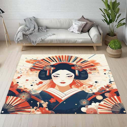 YGcegcia Waschbare Teppiche Geisha Japanische Stil Frau Teppich rutschfest Fan Kimono Streifen Orientalisch Teppiche Klein 80x150 cm Kurzflor Schlafzimmer Bettvorleger Schmutzfangmatte Kinderzimmer YGcegcia Waschbare Teppiche Geisha Japanische Stil Frau Teppich rutschfest Fan Kimono Streifen Orientalisch Teppiche Klein 80x150 cm Kurzflor Schlafzimmer Bettvorleger Schmutzfangmatte Kinderzimmer von YGcegcia