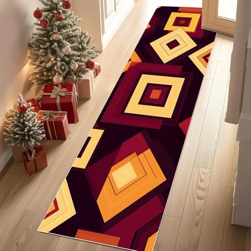 YGcegcia Waschbare Teppiche Geometrie Quadra Retro Form Teppichläufer rutschfest Art Deco Block Teppiche Klein 60x150 cm Kurzflor Schlafzimmer Bettvorleger Schmutzfangmatte Kinderzimmer YGcegcia Waschbare Teppiche Geometrie Quadra Retro Form Teppichläufer rutschfest Art Deco Block Teppiche Klein 60x150 cm Kurzflor Schlafzimmer Bettvorleger Schmutzfangmatte Kinderzimmer von YGcegcia