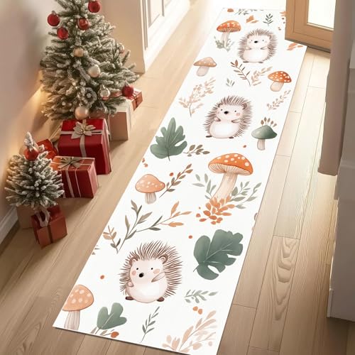 YGcegcia Waschbare Teppiche Niedlich Igel Waldtiere Pilz Teppichläufer rutschfest Aquarell Blatt Teppiche Klein 60x150 cm Kurzflor Schlafzimmer Bettvorleger Schmutzfangmatte Kinderzimmer YGcegcia Waschbare Teppiche Niedlich Igel Waldtiere Pilz Teppichläufer rutschfest Aquarell Blatt Teppiche Klein 60x150 cm Kurzflor Schlafzimmer Bettvorleger Schmutzfangmatte Kinderzimmer von YGcegcia